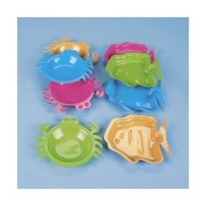  PLASTIC CRAB & FISH SERVING DISHES (1 DOZEN)   BULK Toys 