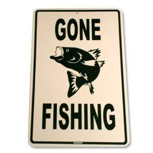  Gone Fishing Aluminum Street Sign   White Sports 