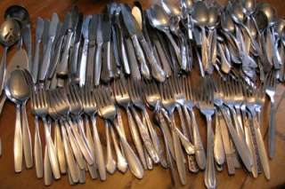 200 PIECES VINTAGE STAINLESS FLATWARE LOT SET ONEIDA ROGERS TOWLE 