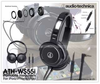   ATH WS55i Headphones w/ Mic & Remote for Apple iPhone iPod NEW  
