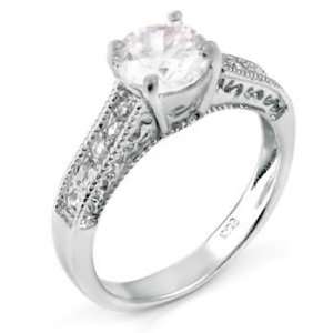  Classic Four  Prong Solitaire Sterling Silver Engagement 