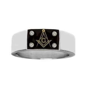   12mm Stainless Steel Masonic Freemason Mason Blue Lodge Ring (Size 8
