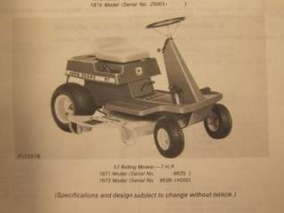 OEM John Deere 57 Riding Mower Parts Catalog 1976  