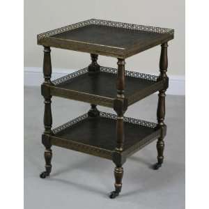  Circa 3 Tiered Castered Side Table (Black with Gold Specks 