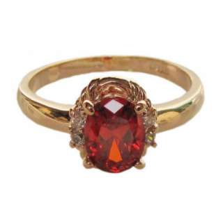 2ct Mandarin Garnet gold GP Princess swarovski Engagement promise Ring 