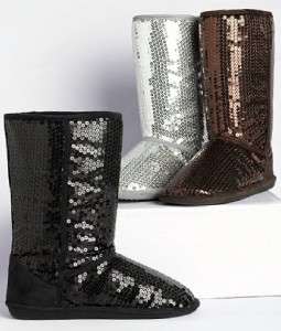 SEQUIN BOOTS~BLACK & BRONZE~ALL WOMENS SIZES  