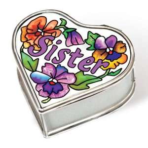   Sister Heart Shaped Stained Glass Jewelry Box by Amia
