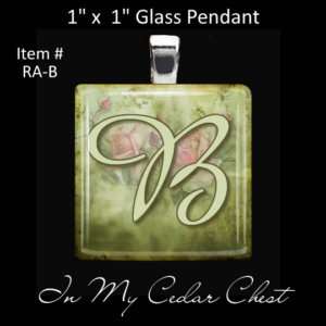 Letter Charm Rose U Pic Initial Pendant A B C D E F G H  