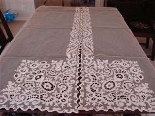 VINTAGE FRENCH NET LACE CURTAINS DRAPES PANELS TAMBOUR WORK 35x70 4 