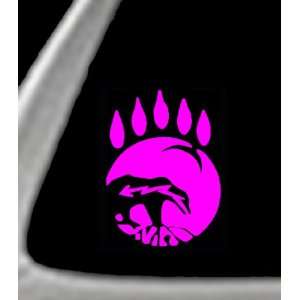  BEAR WITH PAW PRINT Purple 4.5 Vinyl STICKER / DECAL 