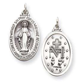   Silver Miraculous Mother Mary VintageStyle Pendant Charm Medal  