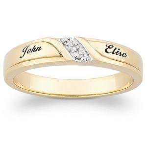  18K Gold over Sterling Diamond & Top Engraved Name Slim 