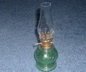 Vintage Antique HURRICANE LANTERN LAMP oil green glass  