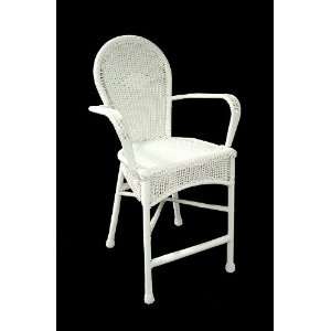   47 White Resin Wicker Pub Chair #KLY10308W GD Patio, Lawn & Garden