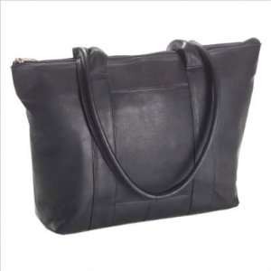  Clava Leather 988BLK Vachetta Zip Top Shopper Tote in 