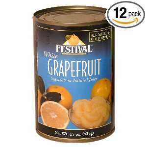  White Grapefruit Segments in Natural Juice, 15 Ounce Can (Pack of 12