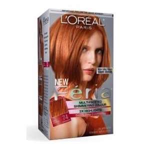 Loreal Feria Hair Color Gel #74 Copper Shimmer (Deep Copper), Warmer 