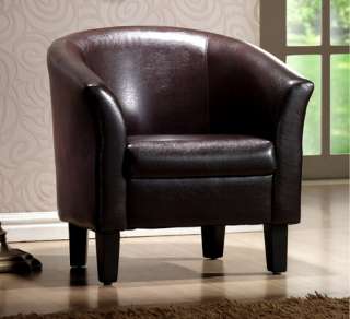   Espresso Brown Vinyl Leather Contemporary Modern Accent Arm Chair