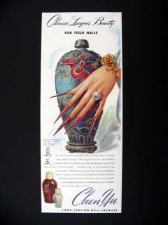 Chen Yu Chinese Nail Lacquer very long fingernails 1942 print Ad 