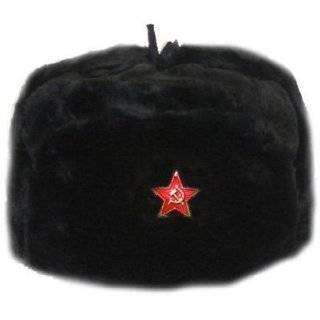  RUSSIAN HAT/SOVIET MILITARY HAT WITH EAR FLAPS (BLACK 