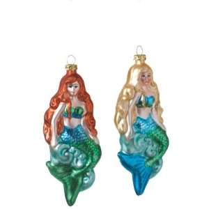 SET of 4 Mermaid Christmas Ornaments 