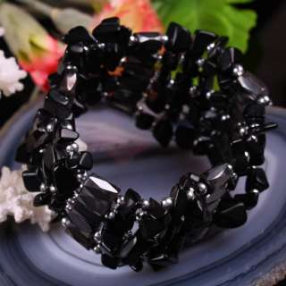 Magnetic Hematite Black Agate Chips Bracelet Necklace  
