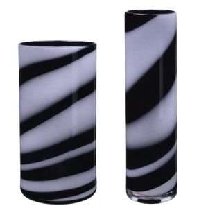 Kosta Boda Twist Twist Vase Black White 15 1/4 inch
