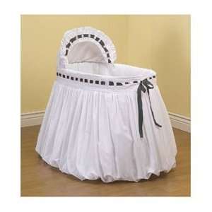 Pretty Ribbon Bassinet Liner/Skirt and Hood with Black Ribbon   Size 
