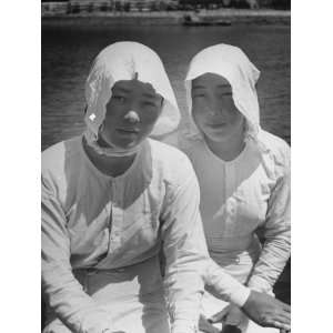  Two Female Mikimoto Pearl Divers Near the Lagoon Where 