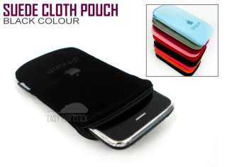Black ( Micro Suede ) Soft Case Pouch Sleeve Cover For Apple iPhone 4 