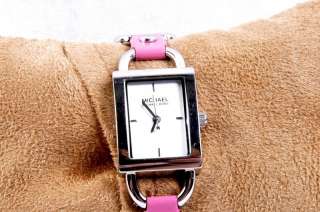 MICHAEL KORS Silver & Pink Leather Ladies Fashion Watch  