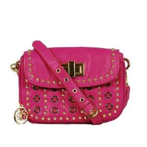 Pink Vieta Louisa Shoulder Bag ~ Faux Leather with Stud and Ring 