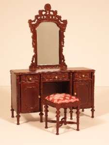   Vanity & Upholstered Chair 1/12th Dollhouse Miniature Furniture  