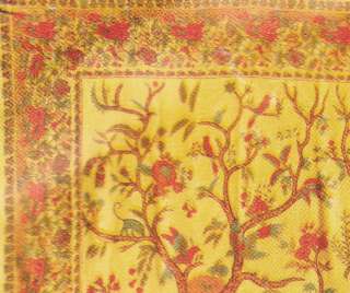 PERSIAN KING MEDIUM YELLOW GOLD TREE OF LIFE TAPESTRY THROW COVERLET 