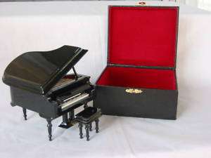 Baby Grand PIANO Music Box BLUE DANUBE Music Gift Black 4 x 3.5 