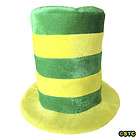 Yellow & Green Striped Velvet Top Hat ~ STOVEPIPE, HALLOWEEN, IRISH 