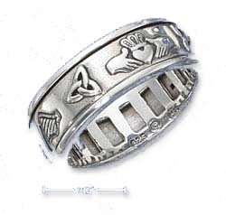  Unisex Irish Symbols Spinner Ring (Nickel Free)   Size 12 