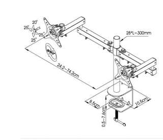 Dual LCD Monitor Stand Mount, up to 24 Monitors, Double Arms, Fully 