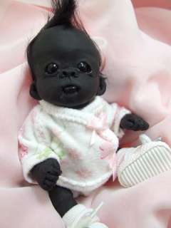 OOAK Baby Gorilla Monkey Sculpted Polymer Clay Art Doll Poseable 
