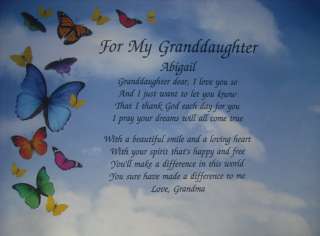 PERSONALIZED POEM FOR MY GRANDDAUGHTER BIRTHDAY OR CHRISTMAS GIFT 
