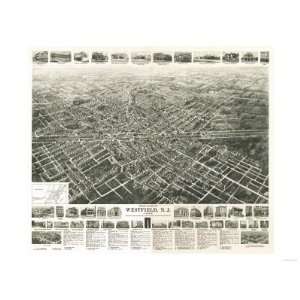  Westfield, New Jersey   Panoramic Map Premium Poster Print 