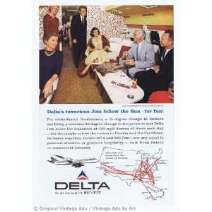  1962 Delta Airlines Club Compartment of Convair 880 Jet 