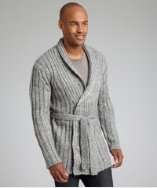 Projek Raw grey melange wool blend double breasted belted cardigan 