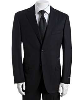 Corneliani  black stripe super 100s wool Leader 2 button suit with 