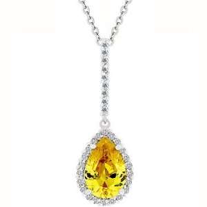   on Bail and Around Pear Cut Yellow CZ in Silvertone Jewelry Jewelry