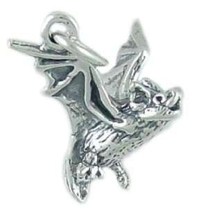   Flying Halloween Bat 925 Sterling Silver Traditional Charm or Pendant
