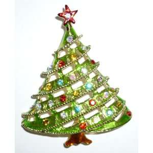  Large Light Green Enamel Christmas Tree Pin Jewelry