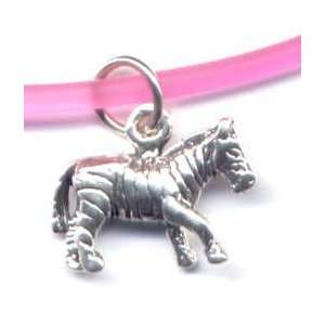   Pink Zebra Ankle Bracelet Sterling Silver Jewelry