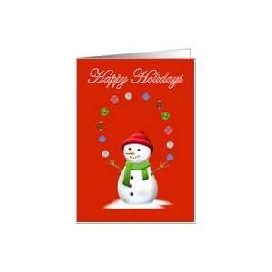  Happy Holidays juggling snowman baubles Card Health 