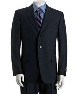 Zegna navy windowpane wool 3 button Fit Rom suit with single pleat 